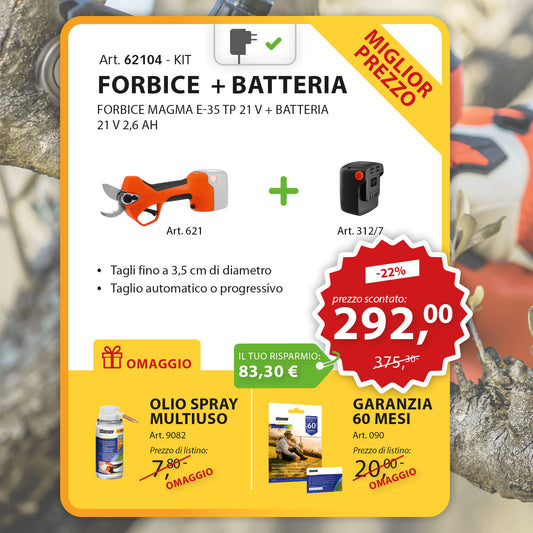 KIT Forbice Magma E-35 TP 21 V + Batteria 21 V 2,6Ah