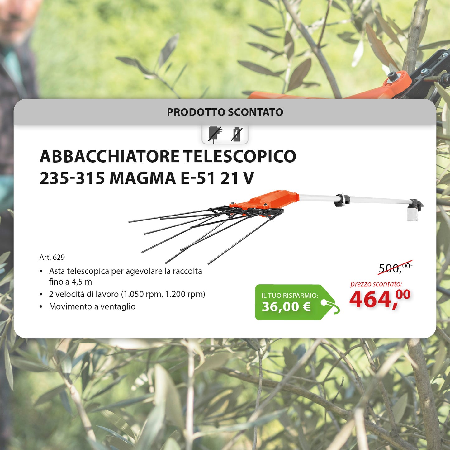 Abbacchiatore Magma Telescopico 235-315 E-51 21 V Stocker